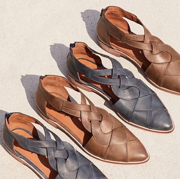 Free People Shoes - 🆕️ FREE PEOPLE WANDERLUST BRAIDED LEATHER FLATS